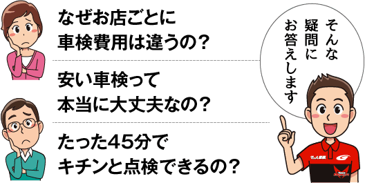 なぜお店ごとに車検費用は違うの？安い車検って本当に大丈夫なの？たった45分でキチンと点検できるの？